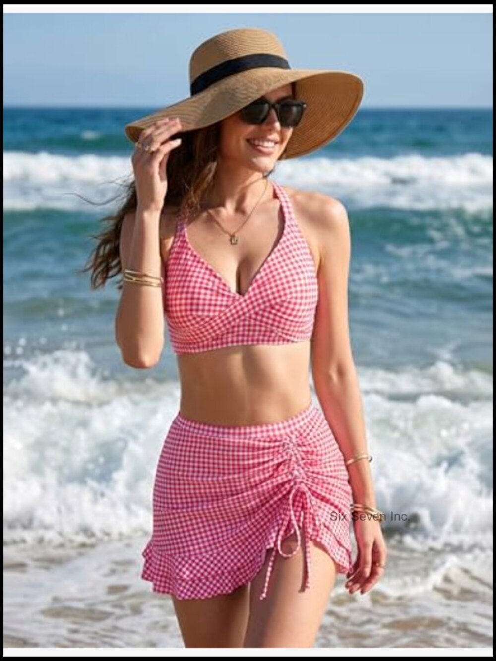 High Waisted Bikini Set with Swim Skirt and Adjustable Straps - Picture 3 of 5